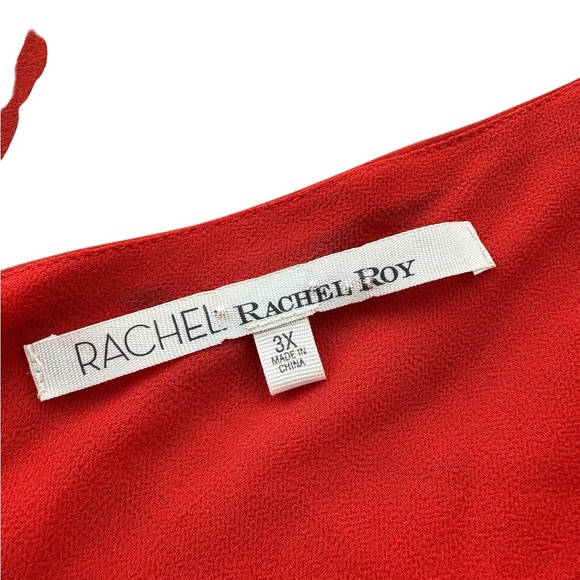 Rachel Roy Women’s Red Cold Shoulder Satin Blouse Size 3X Holiday - Picture 5 of 6